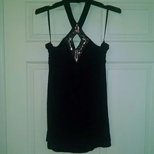 Lane Bryant beaded black halter top size 14/16